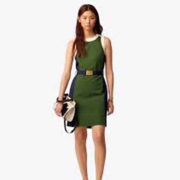 Tory Burch Colorblock Belted Dress - Picture 1 of 8